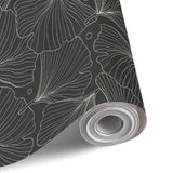 Black White Ginkgo Stick and Peel Wallpaper: Modern Removable Mural