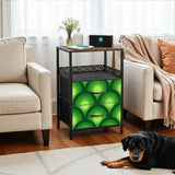 Retro 70s Peacock Eyes Bedside Table with Power Strip & 2 Drawers