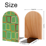 Size diagram of the Green Squares bookend: 12 cm wide, 17 cm high, base 10 by 5 cm