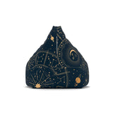 Blue Yellow Retro Bean Bag Chair Cover - Astrology Moon Stars Planets Decor, Game Rooms Lounge Living Room - 2 sizes