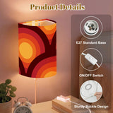 70s Retro Wall Sconces Set – Midcentury Style Linen Shade, Smart LED, Orange Yellow Concentric Circles