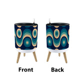 Nordic Style Plant Pot with Wooden Legs - Blue Beige Retro 60s