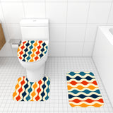 70s Style Bathroom Mat Set | Retro Midcentury 3-Piece Rugs, Multicolor Waves