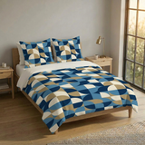 Retro 60s Geometric Twin Duvet Cover Set: Midcentury Modern Bedding 55"x79"
