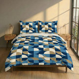 Retro 60s Geometric Twin Duvet Cover Set: Midcentury Modern Bedding 55"x79"