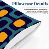 Blue Yellow Microfiber Comforter Set: Midcentury Retro Queen Size Bed