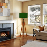 Retro Scandi Nordic Tripod Floor Lamp, Dark Green Shade