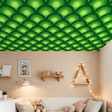 70s Green Retro Stick & Peel Kitchen Wall Panel Kit: Waterproof PVC Tiles