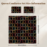 Black 60s Retro Comforter Set: Queen Size Microfiber Bedding