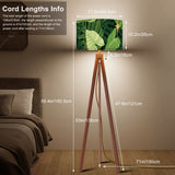 1970s Retro Scandi Tripod Floor Lamp, Green Leaves