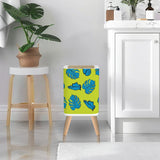 Scandi Retro Square Small Trash Can with Lid, Chartreuse Green