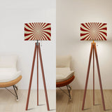 Retro 70s Sunburst Remote Tripod Floor Lamp: Midcentury Style Shade