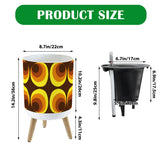 Retro 70s Scandi Style Plant Pot with Wooden Legs: Yellow Orange Brown