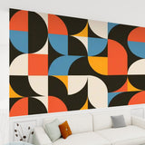 Retro 60s Geometric Stick & Peel Wallpaper: Midcentury Removable Mural