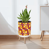 Retro 70s Midcentury Flower Pot - Scandi Style Plant Pot with Wooden Legs