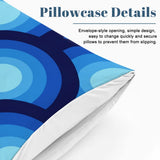 Blue Peacock Eye Pattern Comforter Set: 70s Retro Queen Size Microfiber Bedding