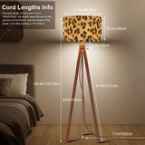 Scandi Retro Tripod Floor Lamp, Leopard Print Shade