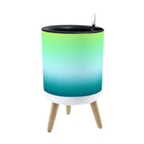 Retro Flower Pot - 70s Style, Wooden Legs, Fading Blue Green