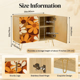 Retro 70s Floral Wooden Storage Cabinet, Midcentury Modern Home Furniture