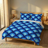 Blue Retro 70s Runner Rug – Midcentury Peacock Eyes Pattern | Multiple Sizes