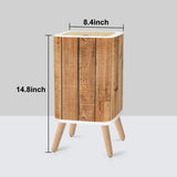 Light Faux Wood Design on a Retro Square Trash Can with Press-Top Lid