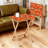 Midcentury TV Tray 4 Tables Set with Rack – Foldable Wooden Snack Tables