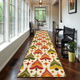 Retro Christmas Tree Runner Rug 24" × 120" – Retro Cream Red & Green