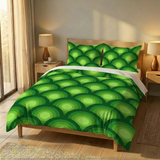 Green 70s Retro Tripod Floor Lamp – Midcentury Peacock Eye Linen Shade