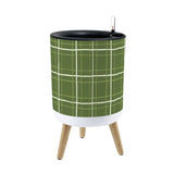 Retro Flower Pot - 70s Scandi Style Plant Pot with Wooden Legs Green Plaid