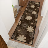 Mocha Retro Flower Hallway Runner Rugs – 60s 70s Midcentury Designs