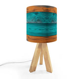 Midcentury Modern Table Lamp – Wood Print, Linen Shade