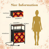 Retro 70s Accent Side Table - Nightstand with Built-In Charging Station