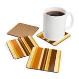 Retro Striped Midcentury Drink Coasters – Cork Back Set of 4