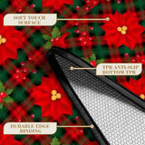 Poinsettia Christmas Runner Rug 24" × 120" – Red & Green Plaid