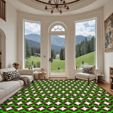 Green Brown White 70s Retro Area Rug – Large Midcentury Non-Slip Carpet