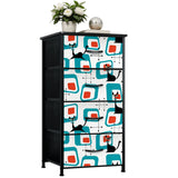 60s Atomic Cat Retro Dresser: Midcentury Modern Fabric Storage Cabinet