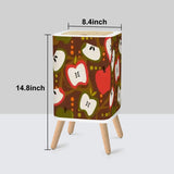 Square Small Trash Can with Lid, Apples Mid Century Pattern 1950s