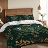 Nordic Folkloric Retro Pattern Duvet Cover Set: Scandi Vintage Bedding