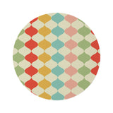 Pastel Colors Boho Round Rug, Retro 60s Style Midcentury Area Carpet