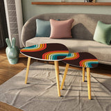 Triangle 60s Retro Tripod Nesting Table Set, Rainbow Black