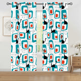 50s Atomic Cat Mid Grommet Blackout Curtains: Midcentury Modern Panel Set