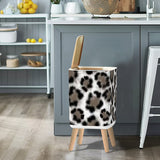 Retro Square Small Trash Can with Lid, Leopardskin Pattern
