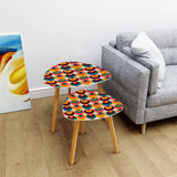 Triangle 60s Retro Tripod Nesting Table Set, Colorful Circles