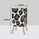 Retro Square Small Trash Can with Lid, Leopardskin Pattern