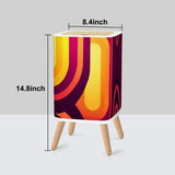 Retro 70s Nordic Lidded Trash Can: Orange Midcentury Modern Style Garbage Bin