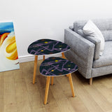 Triangle 60s Retro Tripod Nesting Table Set, Space Pattern