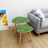 Triangle 50s Retro Tripod Nesting Table Set, Green Geometric