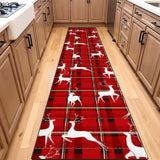 Red Plaid with White Reindeers Christmas Runner Rug 24" × 120"