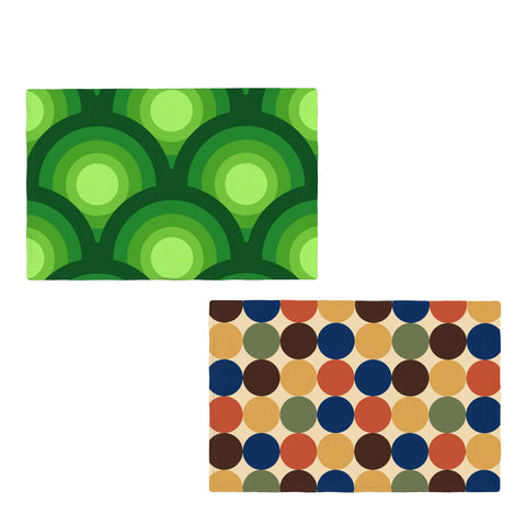 70s Green Midcentury Modern Placemats – Double Sided Retro Table Mats