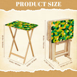 Retro Green Wooden Folding TV Side Tables with Storage Stand – Set of 4
